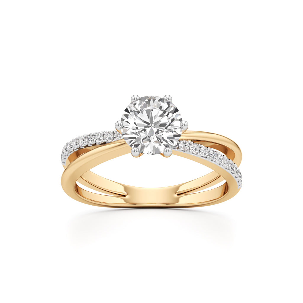Round Solitaire Bypass Ring with Alina Accents