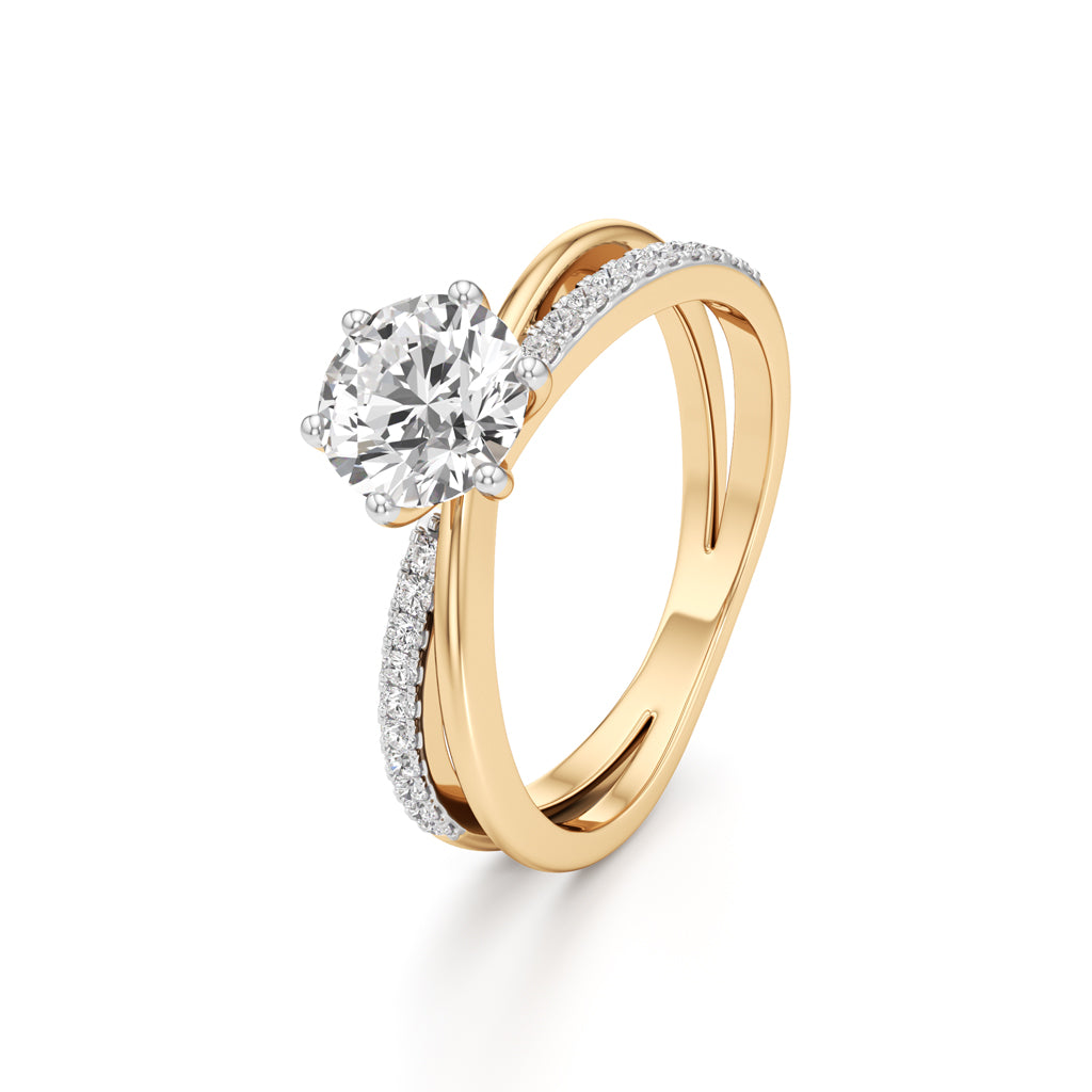 Round Solitaire Bypass Ring with Alina Accents