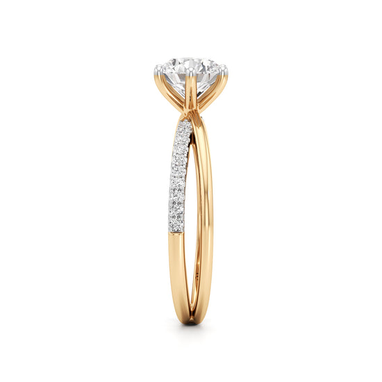 Round Solitaire Bypass Ring with Alina Accents