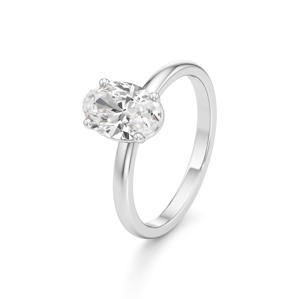 Classic Oval Diamond Solitaire Ring