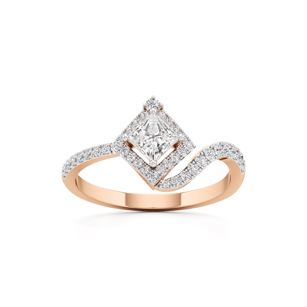 Princess Diamond Halo Bypass Ring