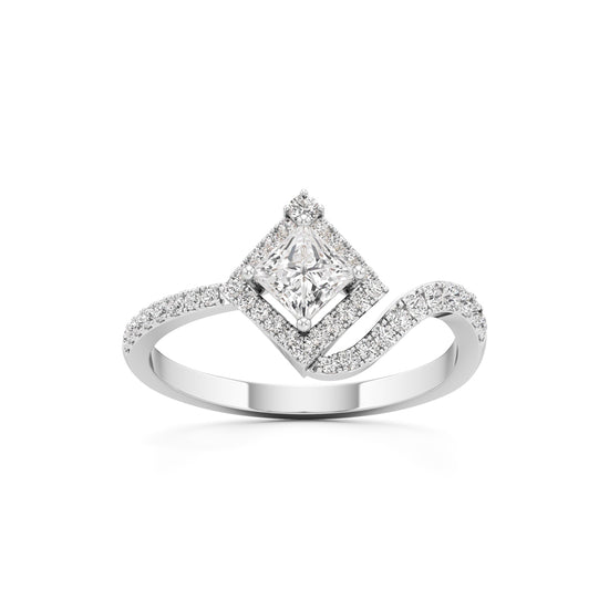 Princess Diamond Halo Bypass Ring