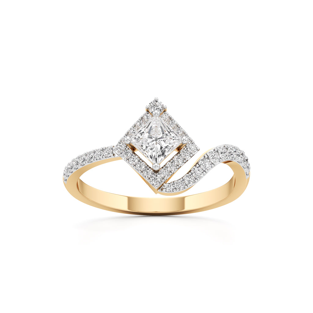 Princess Diamond Halo Bypass Ring