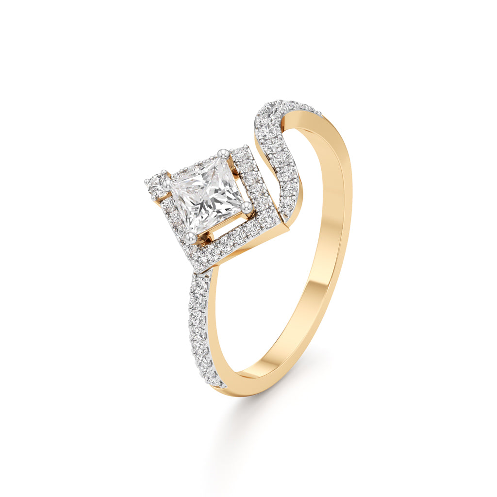 Princess Diamond Halo Bypass Ring