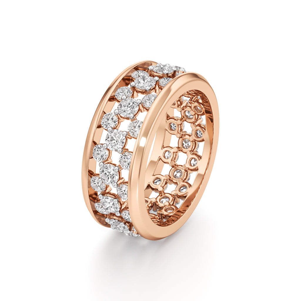 Multi-Row Diamond Open-Work Ring