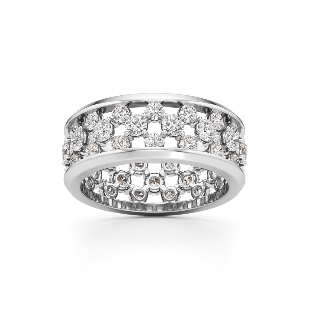 Multi-Row Diamond Open-Work Ring