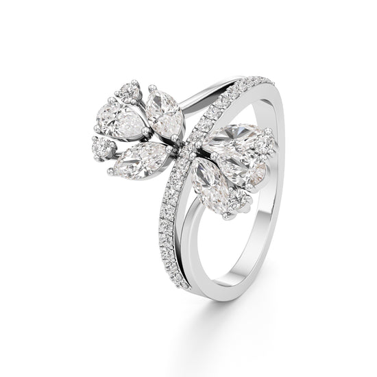 Floral Cascade Diamond Petal Ring