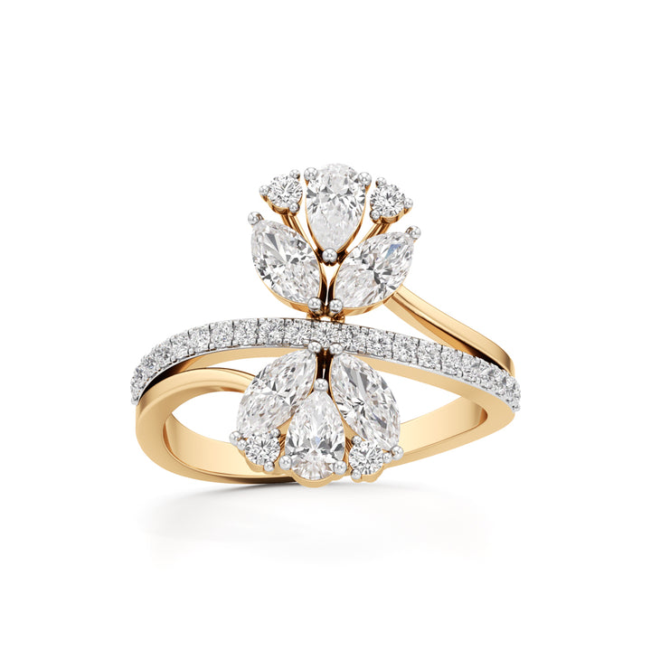 Floral Cascade Diamond Petal Ring