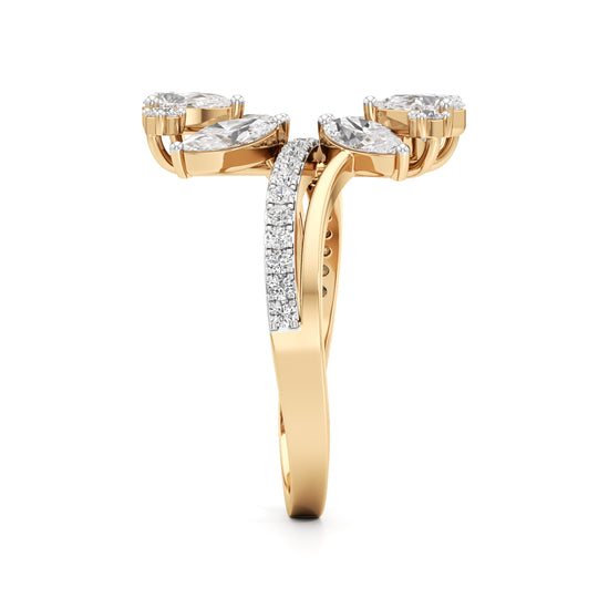 Floral Cascade Diamond Petal Ring