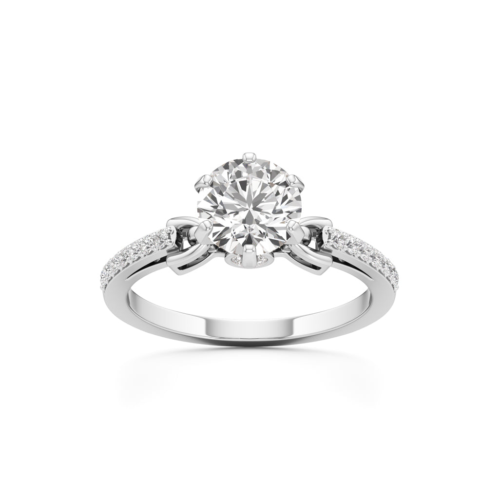 Classic Solitaire with Pave Accents Engagement Ring