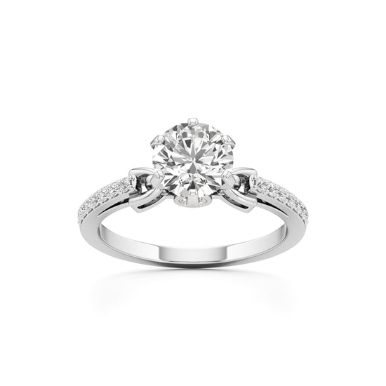 Classic Solitaire with Pave Accents Engagement Ring