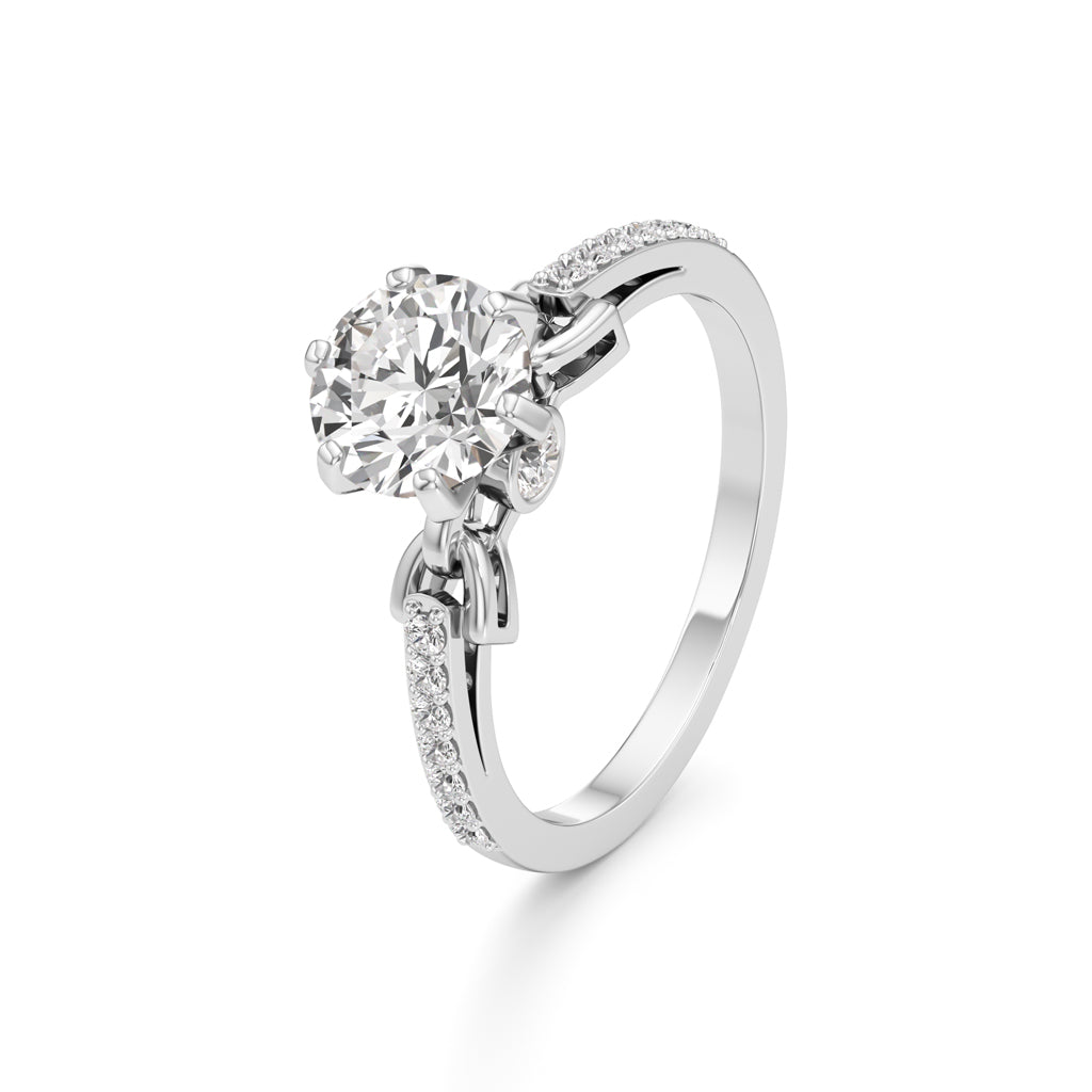 Classic Solitaire with Pave Accents Engagement Ring