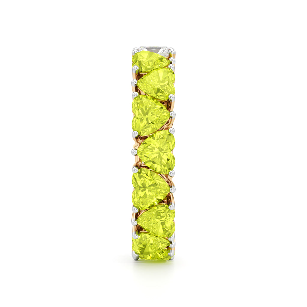 Dual-Tone Heart & Radiant Cut Eternity Band