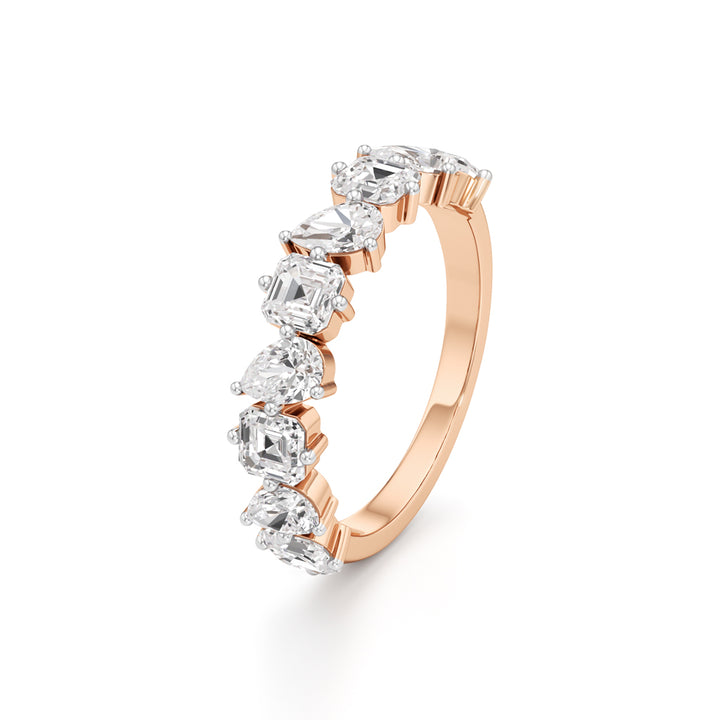 Mixed-Cut Diamond Half Eternity Band