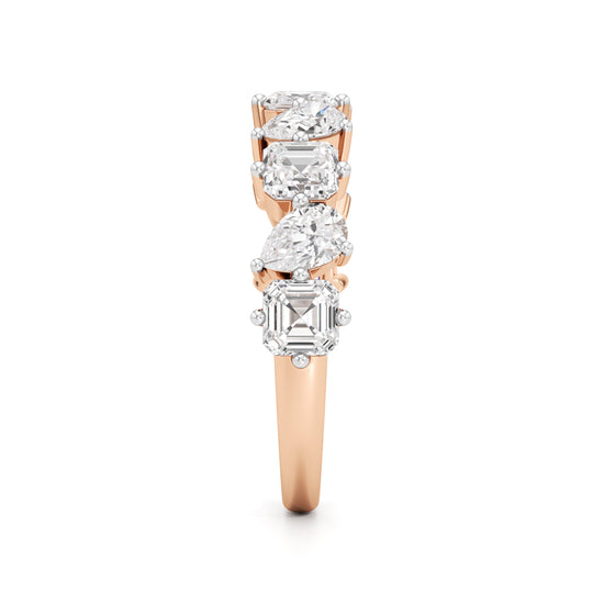 Mixed-Cut Diamond Half Eternity Band