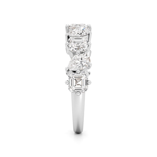 Mixed-Cut Diamond Half Eternity Band
