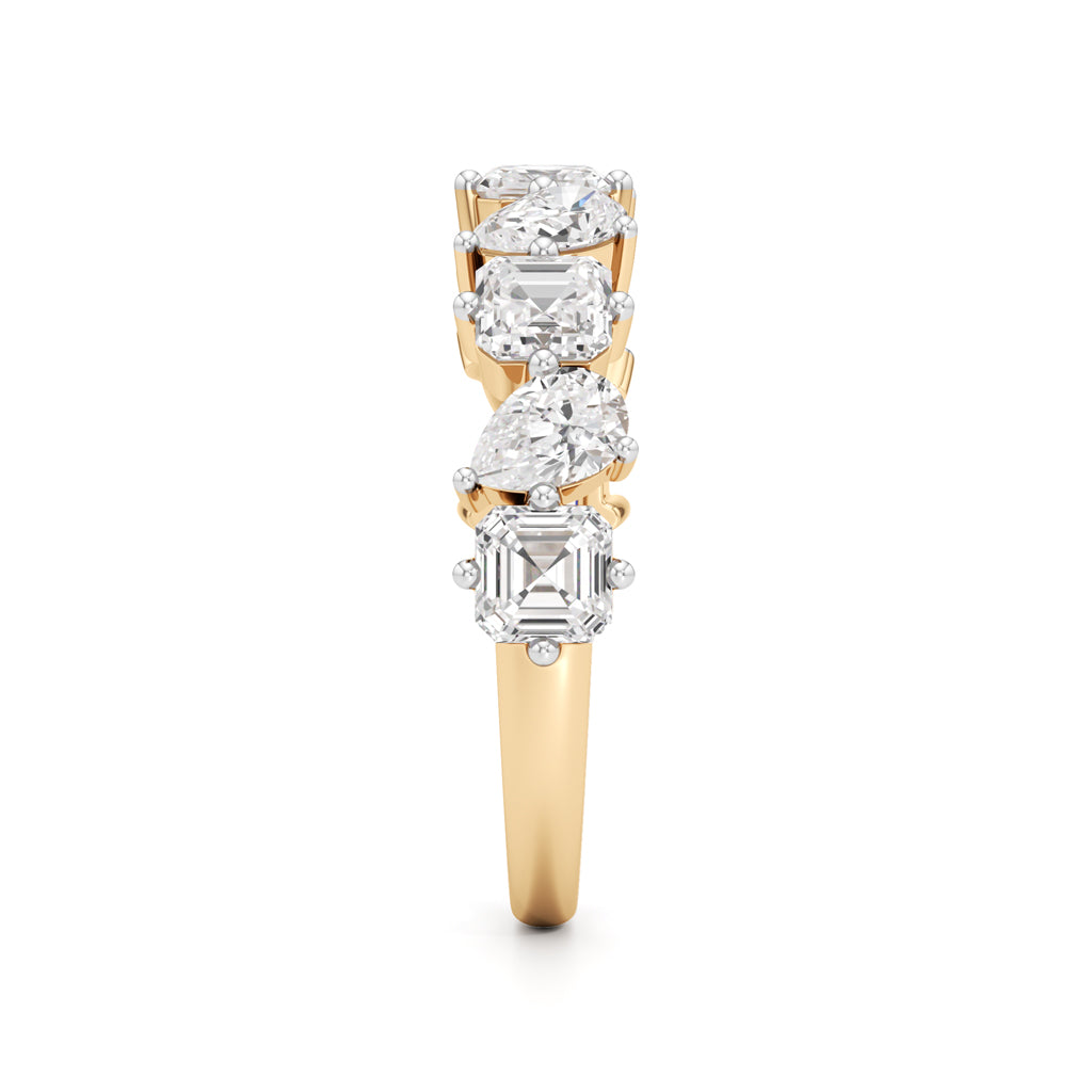 Mixed-Cut Diamond Half Eternity Band