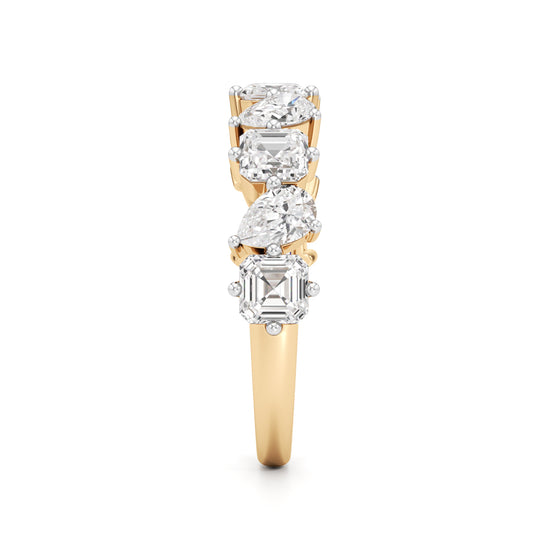 Mixed-Cut Diamond Half Eternity Band