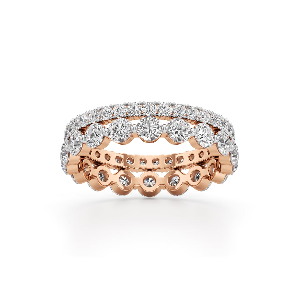 Double Row Pave & Bezel Set Diamond Eternity Band