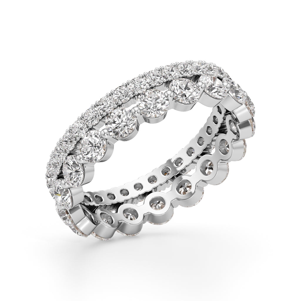 Double Row Pave & Bezel Set Diamond Eternity Band