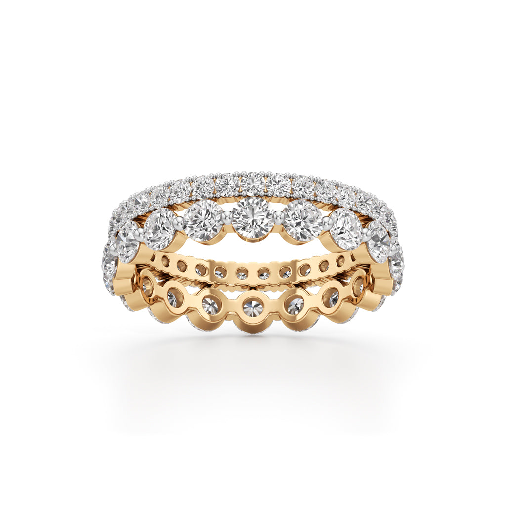 Double Row Pave & Bezel Set Diamond Eternity Band