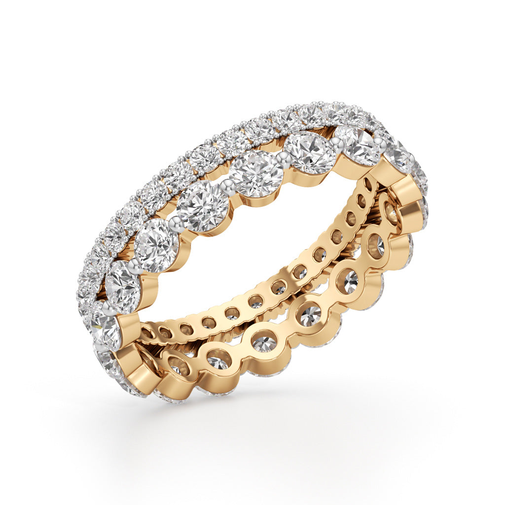 Double Row Pave & Bezel Set Diamond Eternity Band
