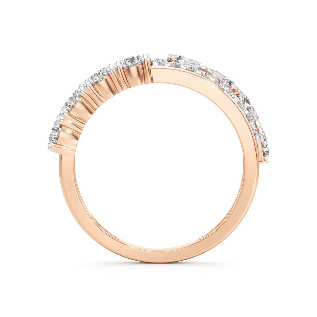 Cascading Mixed-Cut Diamond Statement Ring