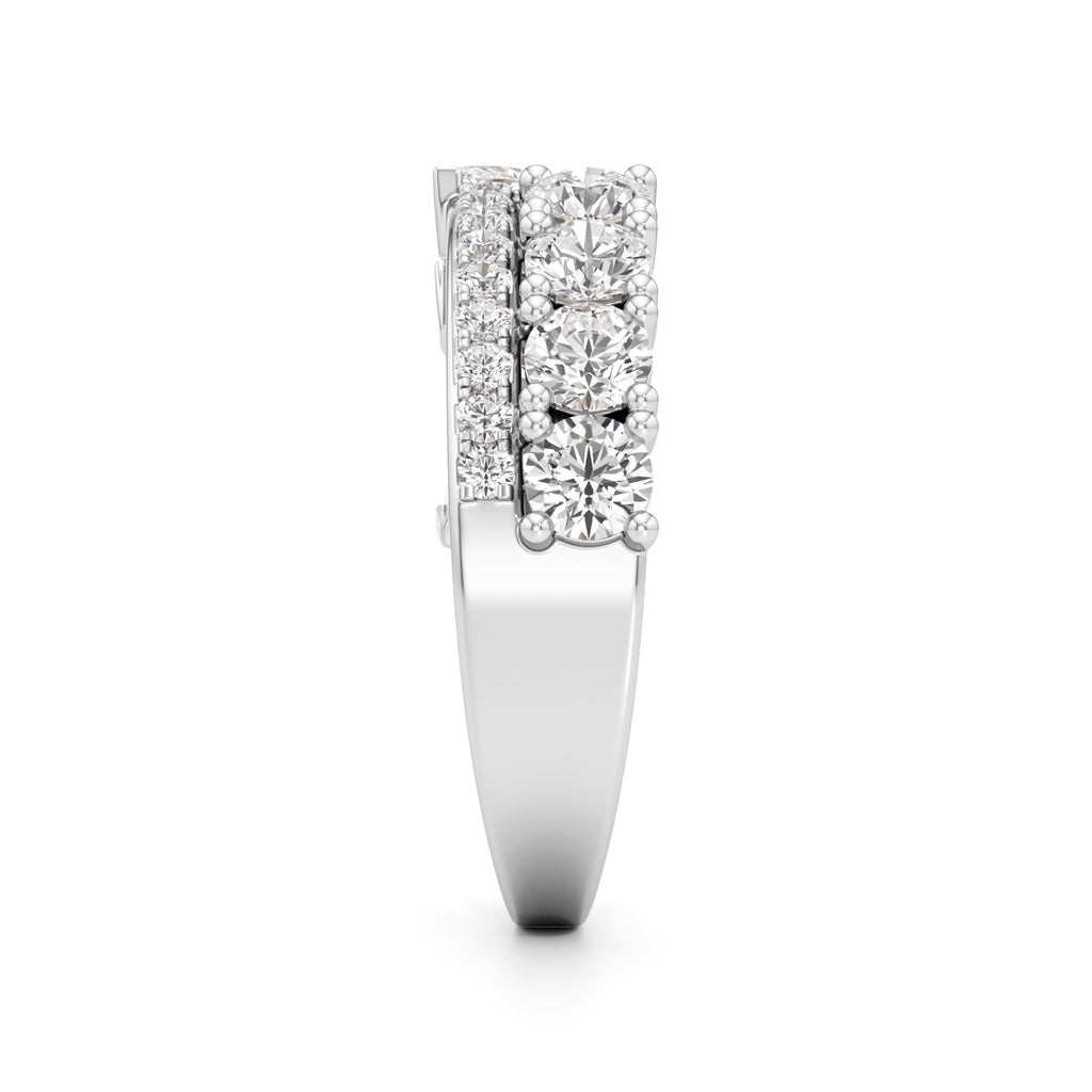 Cascading Mixed-Cut Diamond Statement Ring
