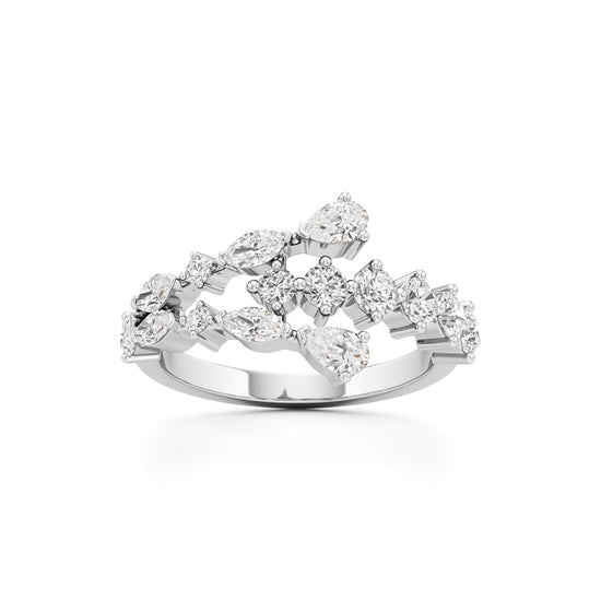 "Starlit Swirl" Multi-Cut Diamond Statement Ring