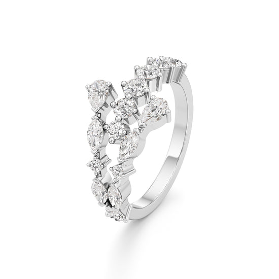 "Starlit Swirl" Multi-Cut Diamond Statement Ring