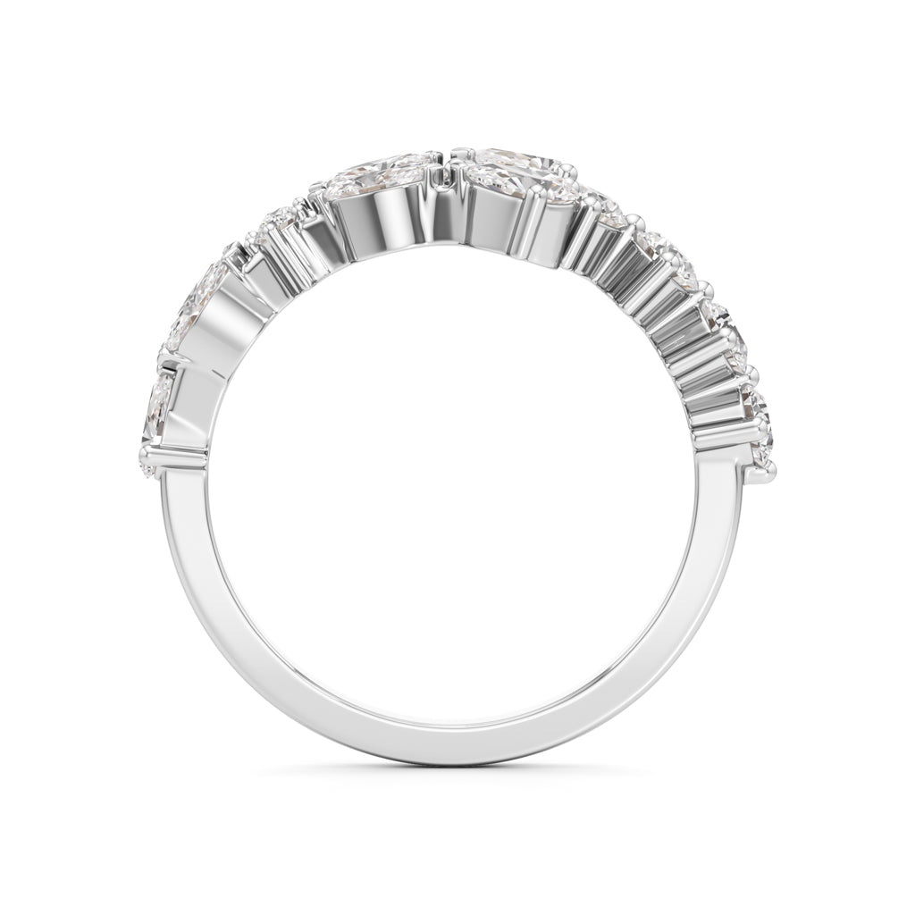 "Starlit Swirl" Multi-Cut Diamond Statement Ring