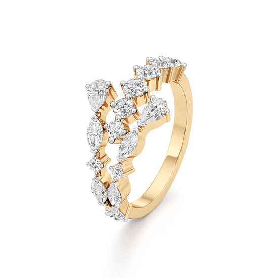 "Starlit Swirl" Multi-Cut Diamond Statement Ring