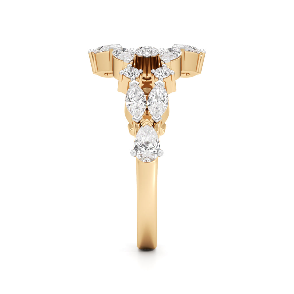 "Starlit Swirl" Multi-Cut Diamond Statement Ring