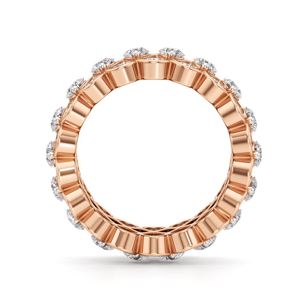 "Diamond Lattice Weave" Wide Band Ring