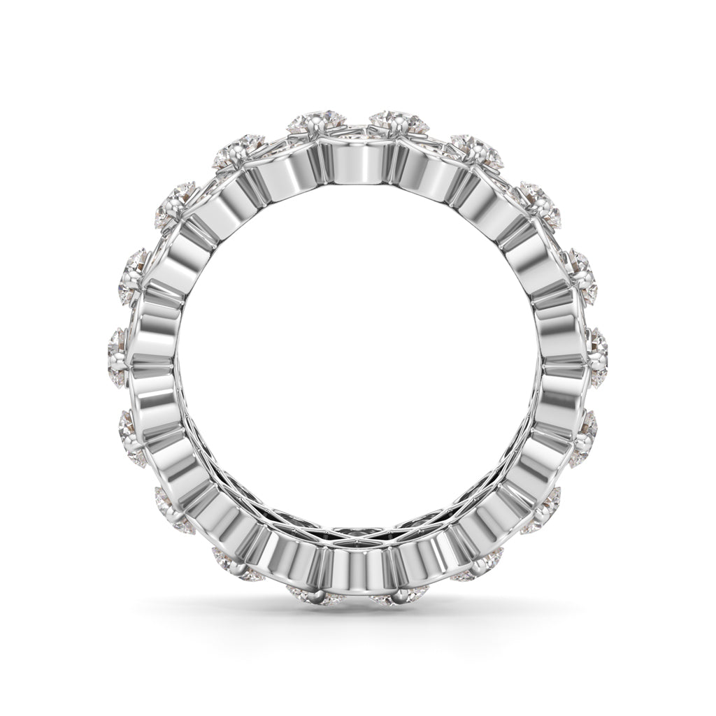 "Diamond Lattice Weave" Wide Band Ring