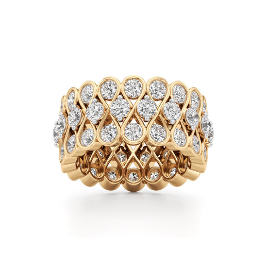 "Diamond Lattice Weave" Wide Band Ring