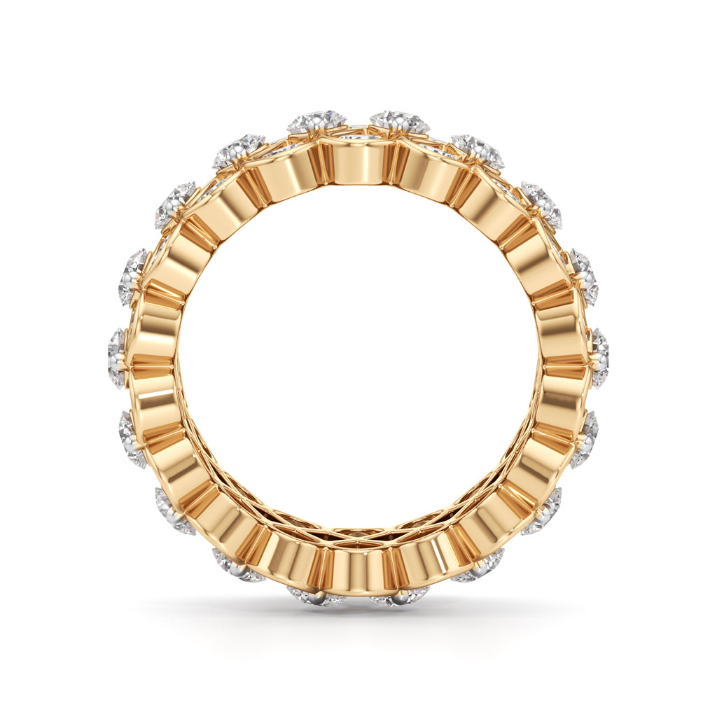 "Diamond Lattice Weave" Wide Band Ring