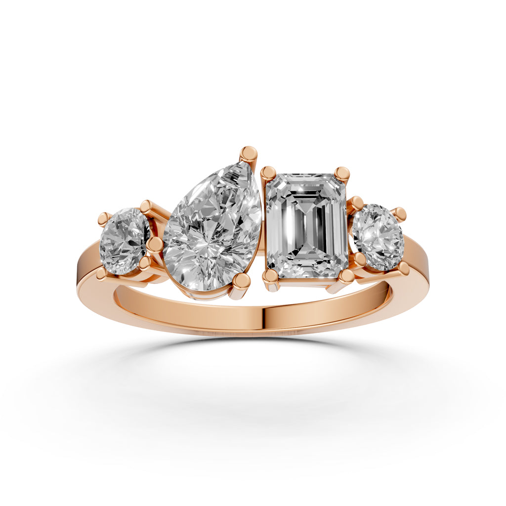 Mixed Cut Diamond Cluster Ring