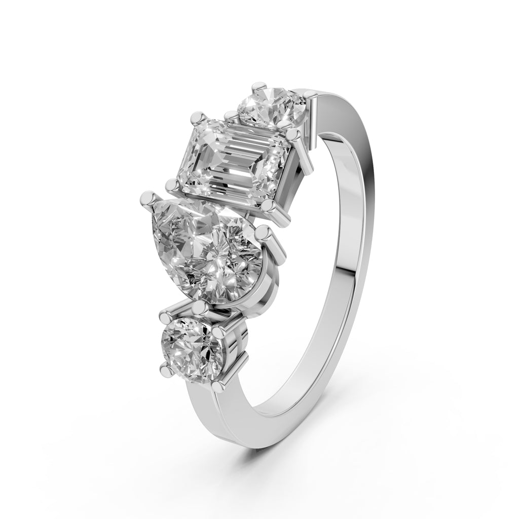 Mixed Cut Diamond Cluster Ring