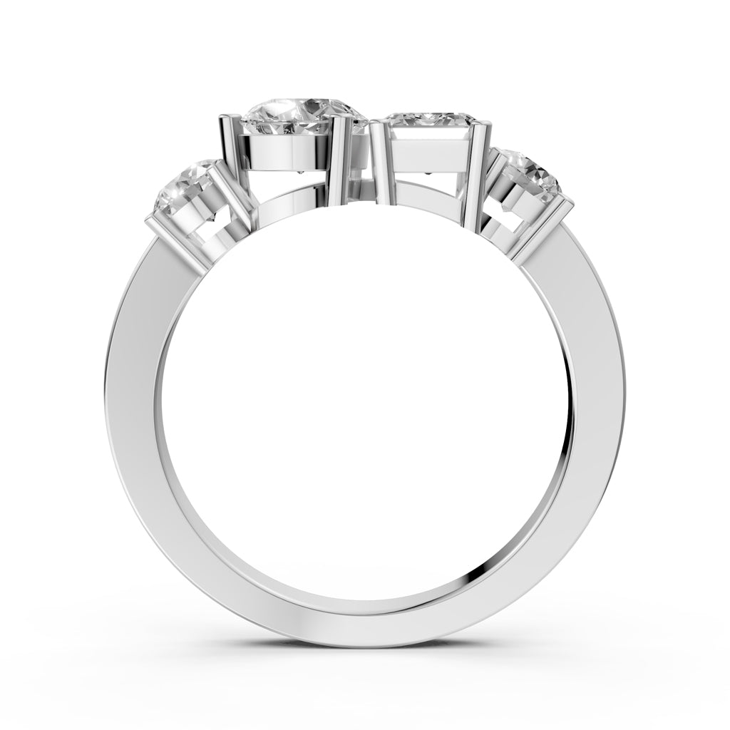 Mixed Cut Diamond Cluster Ring