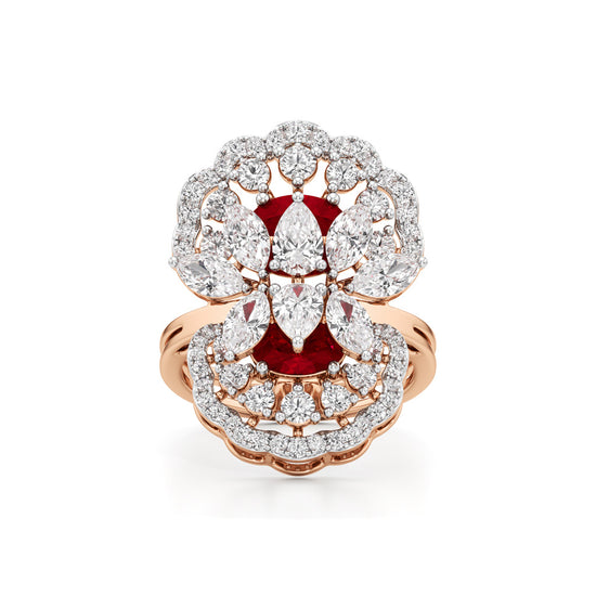 Royal Bloom Diamond & Ruby Cluster Ring