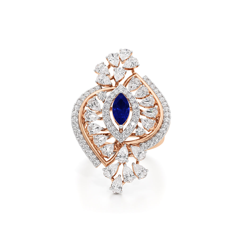 Celestial Dewdrop Sapphire Ring