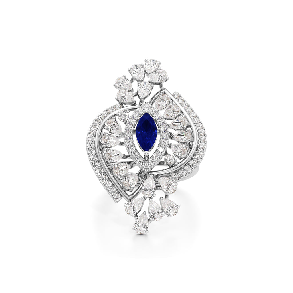 Celestial Dewdrop Sapphire Ring