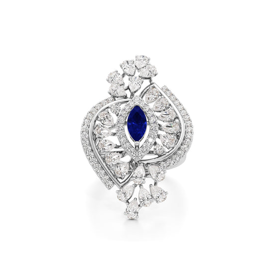Celestial Dewdrop Sapphire Ring