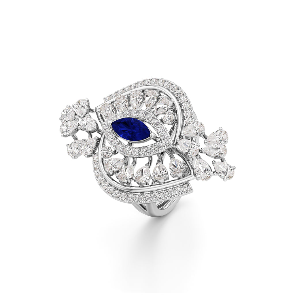 Celestial Dewdrop Sapphire Ring
