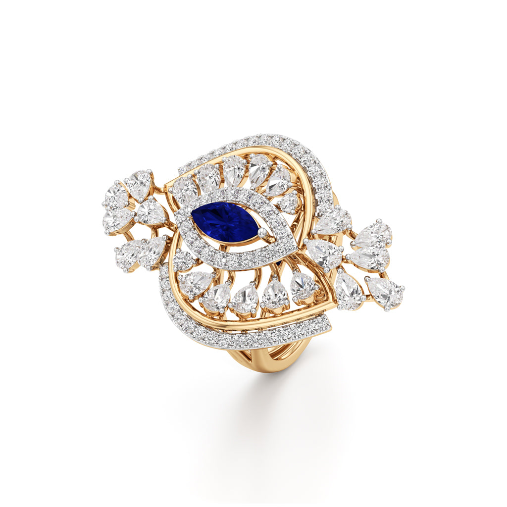 Celestial Dewdrop Sapphire Ring
