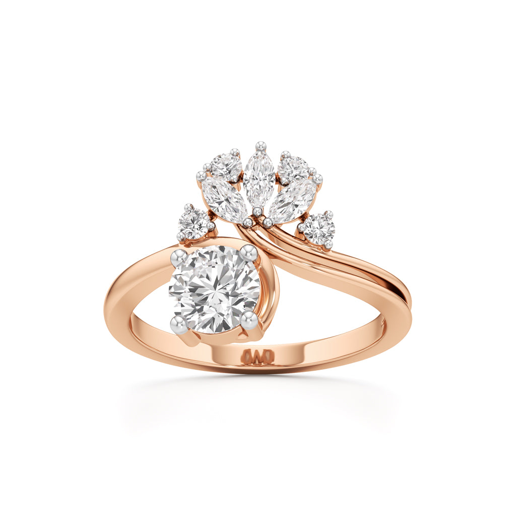 Round Diamond Ring with Marquise Starburst Ring
