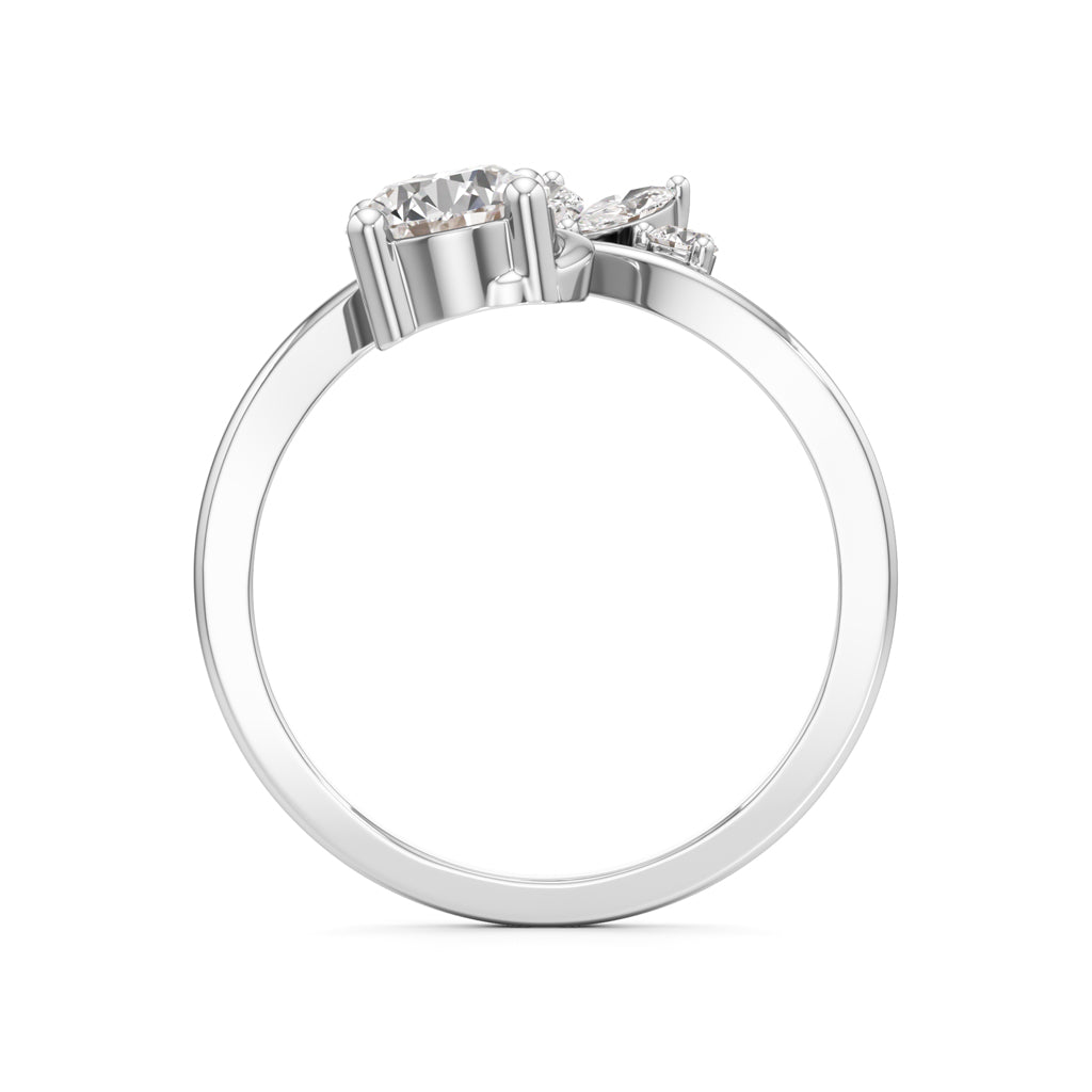 Round Diamond Ring with Marquise Starburst Ring