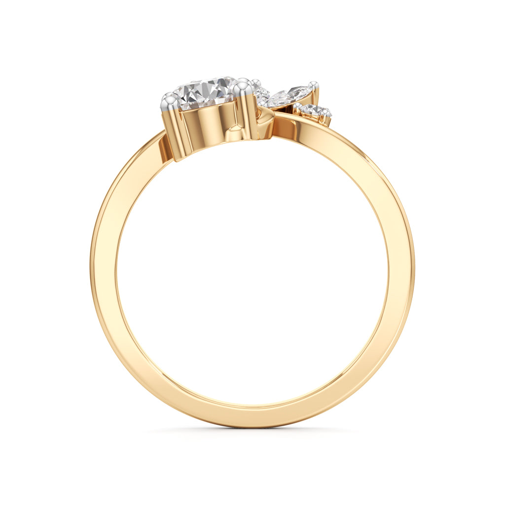 Round Diamond Ring with Marquise Starburst Ring
