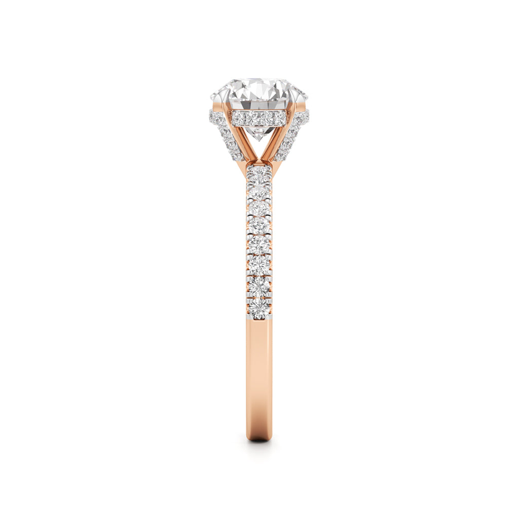 Round Solitaire with Double Encrusted Ring